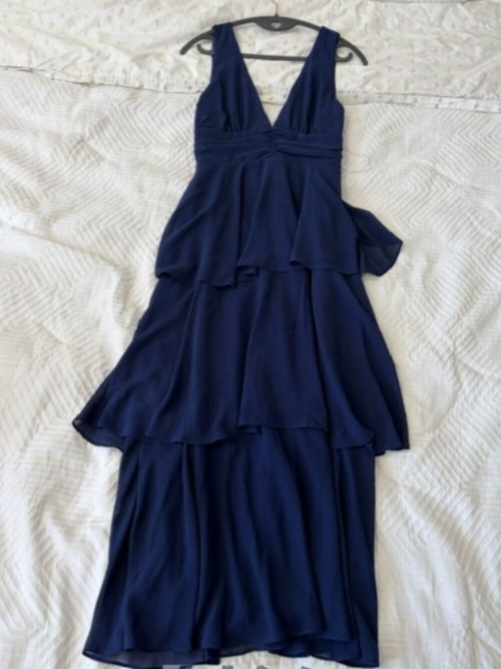 Lulus Navy Blue Tiered Ruffle Maxi Dress | Deep V-Neck | Formal | Size XS